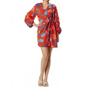 NEW ZIBI LONDON mathilda cotton short wrap dress in rouge